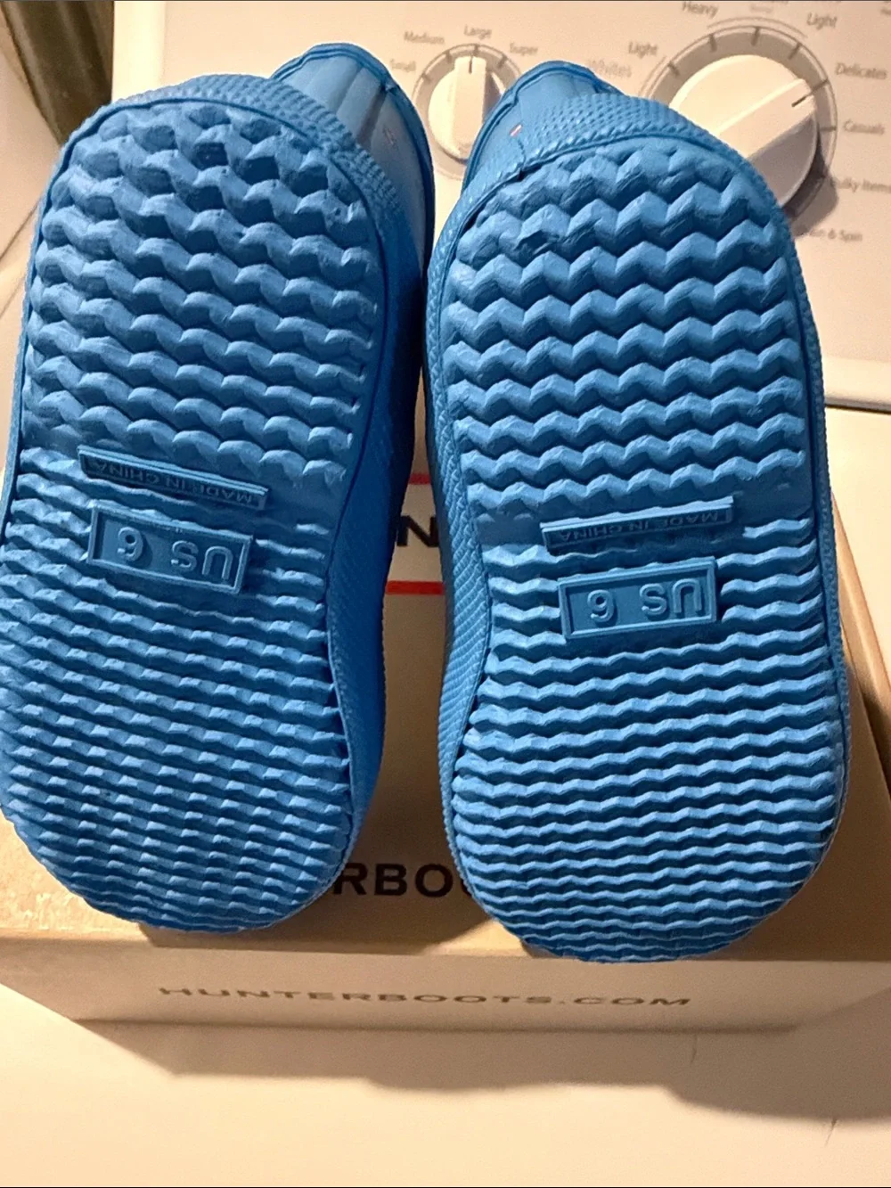 Hunter Kids Blue Rain Boots with Strawberry Motif